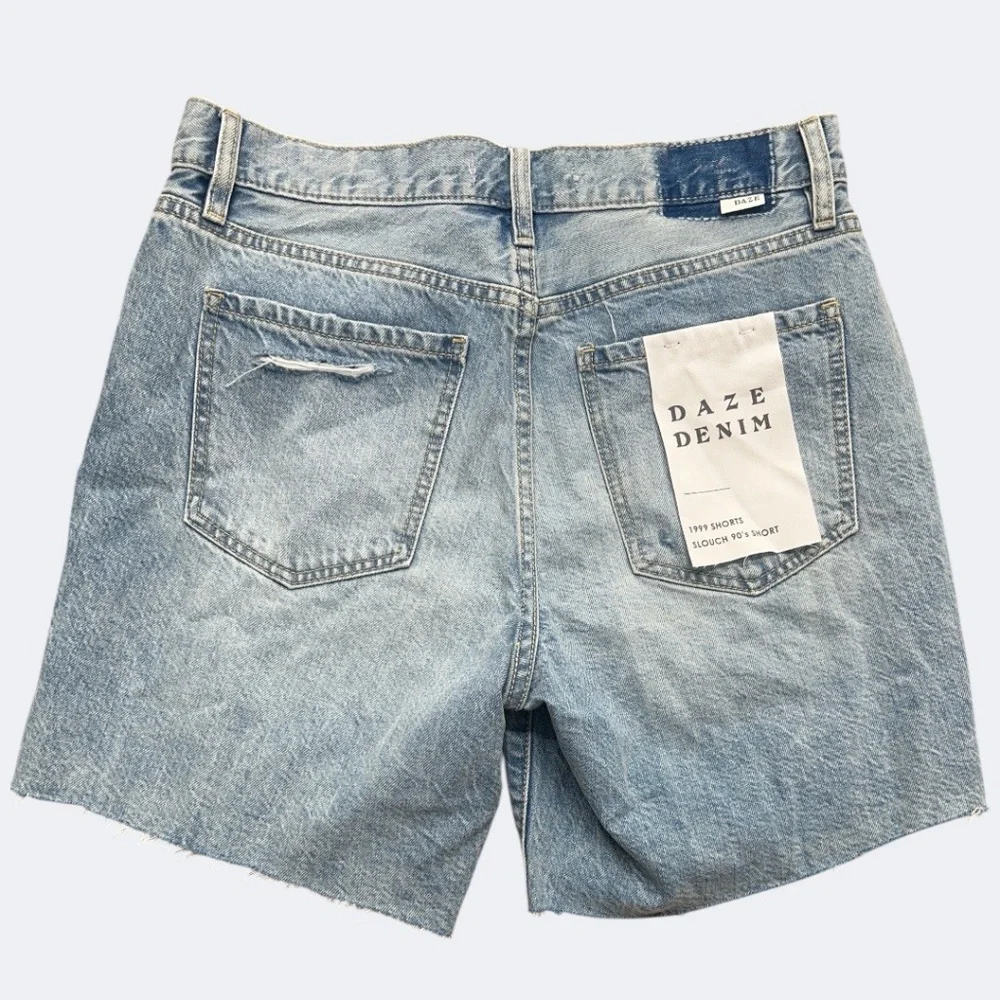 Daze Denim Shorts Women 26 Blue 1999 Slouch 90’s Ripped High Rise Cut Offs Retro